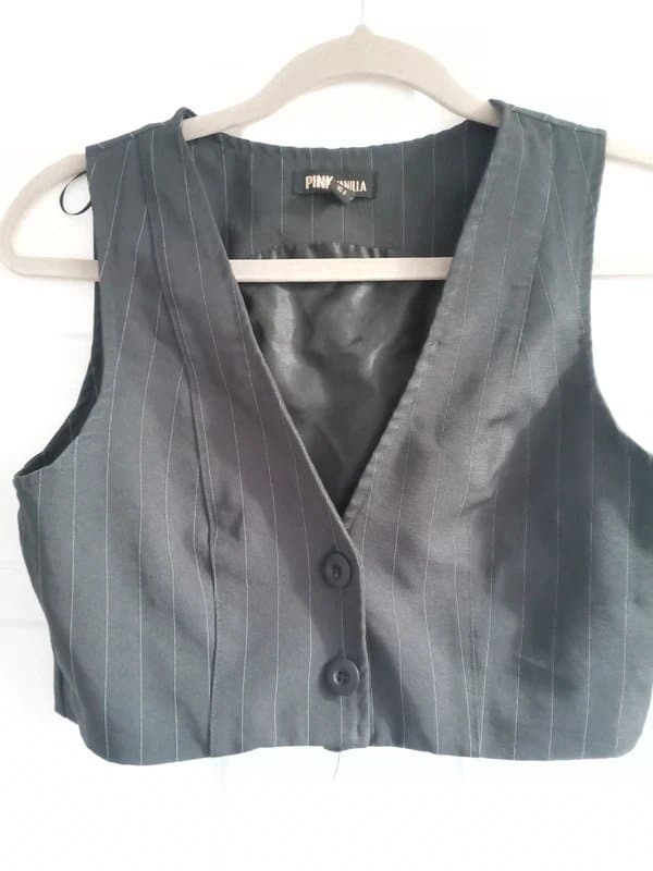 New Look Pin stripped cropped waistcoat