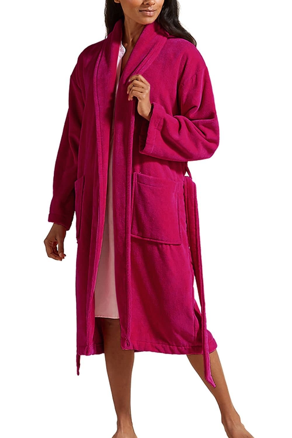 Christy CHRISTY Women's 'Supreme Velour' 100% Sheared Cotton Bath Robe in Raspberry