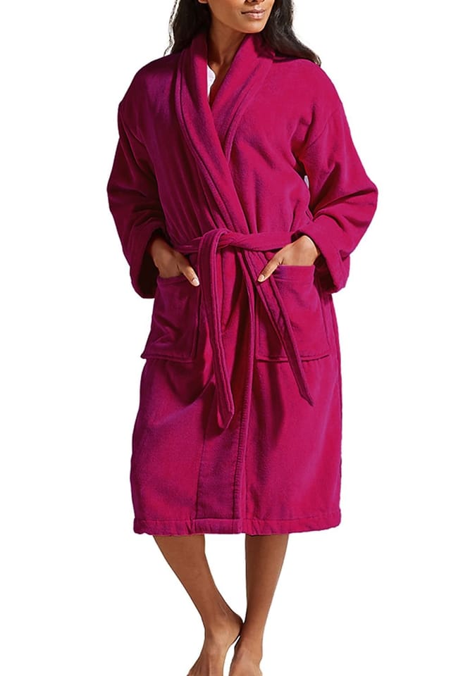 Christy CHRISTY Women's 'Supreme Velour' 100% Sheared Cotton Bath Robe in Raspberry - 2