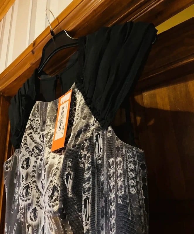 Karen Millen Black Patterned Silk Dress - UK 12