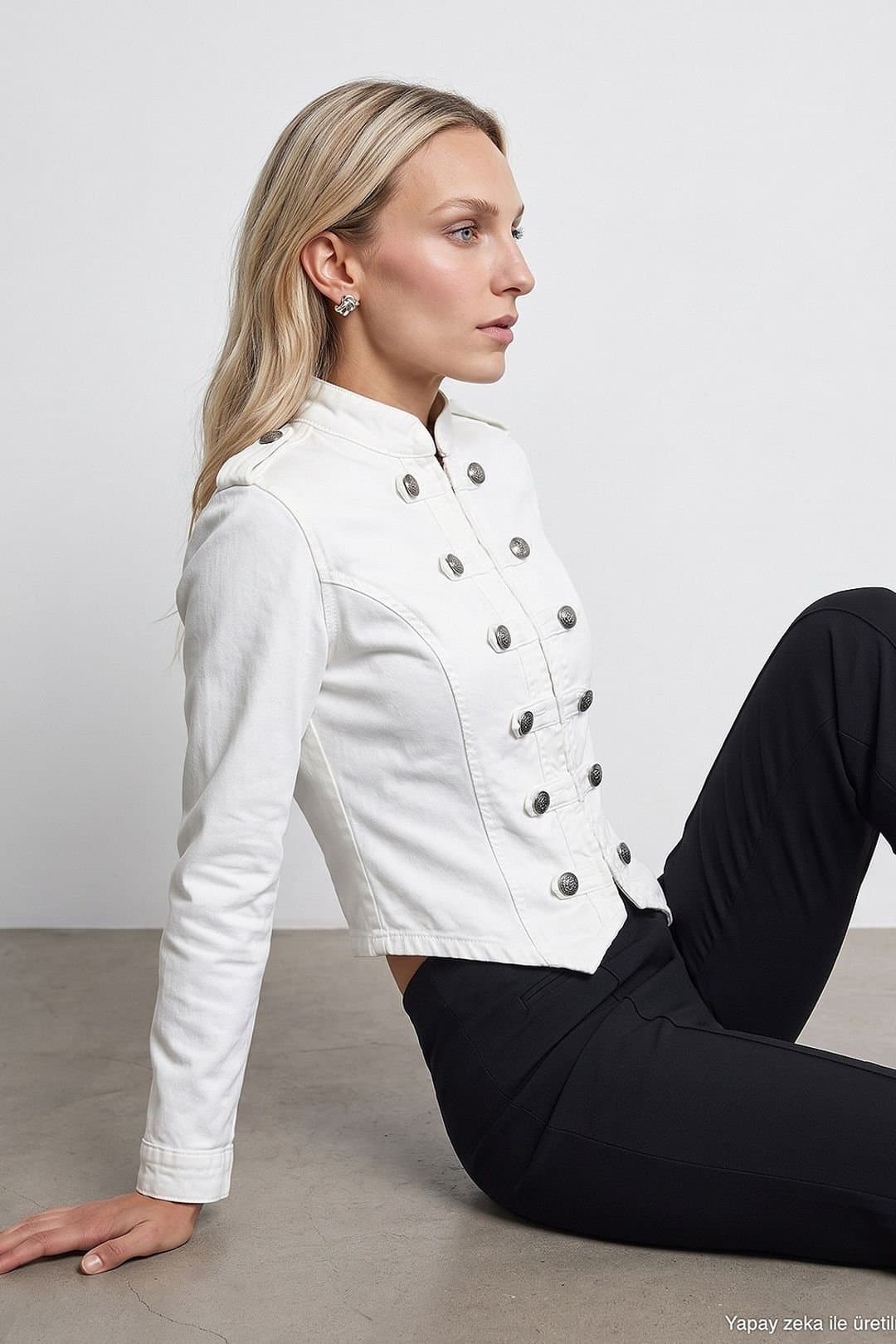 Dilvin Dilvin Women's Cotton Jacket in White