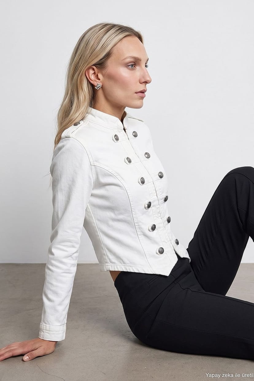 Dilvin Dilvin Women's Cotton Jacket in White - 1