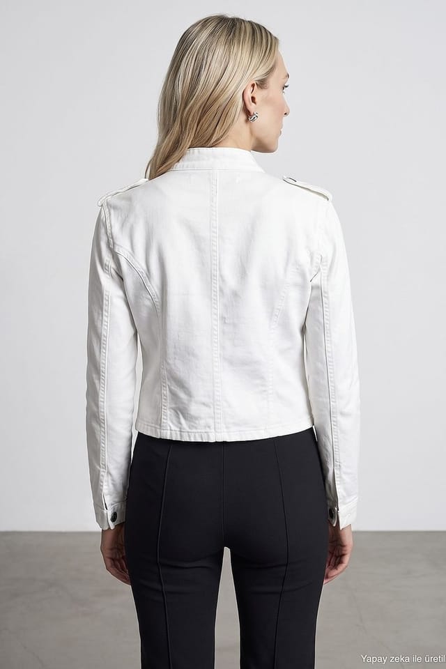 Dilvin Dilvin Women's Cotton Jacket in White - 2