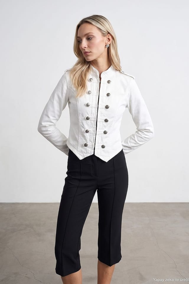 Dilvin Dilvin Women's Cotton Jacket in White - 3