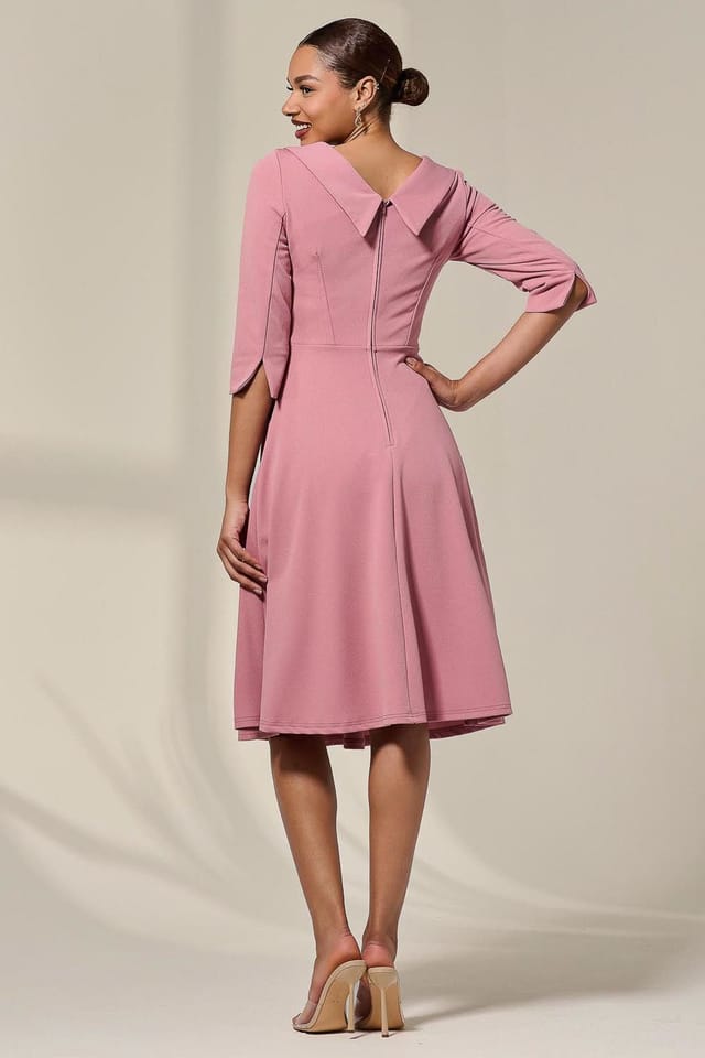 Jolie Moi Jolie Moi Women's Sloan 3/4 Sleeve Midi Dress in Pale Pink - 2