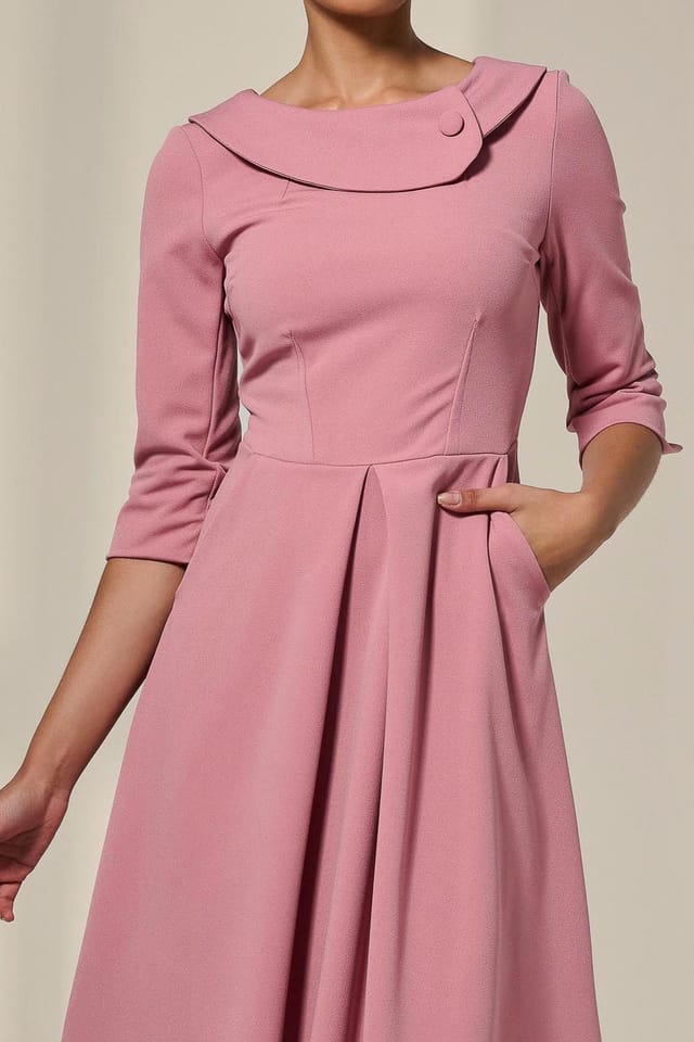 Jolie Moi Jolie Moi Women's Sloan 3/4 Sleeve Midi Dress in Pale Pink - 3