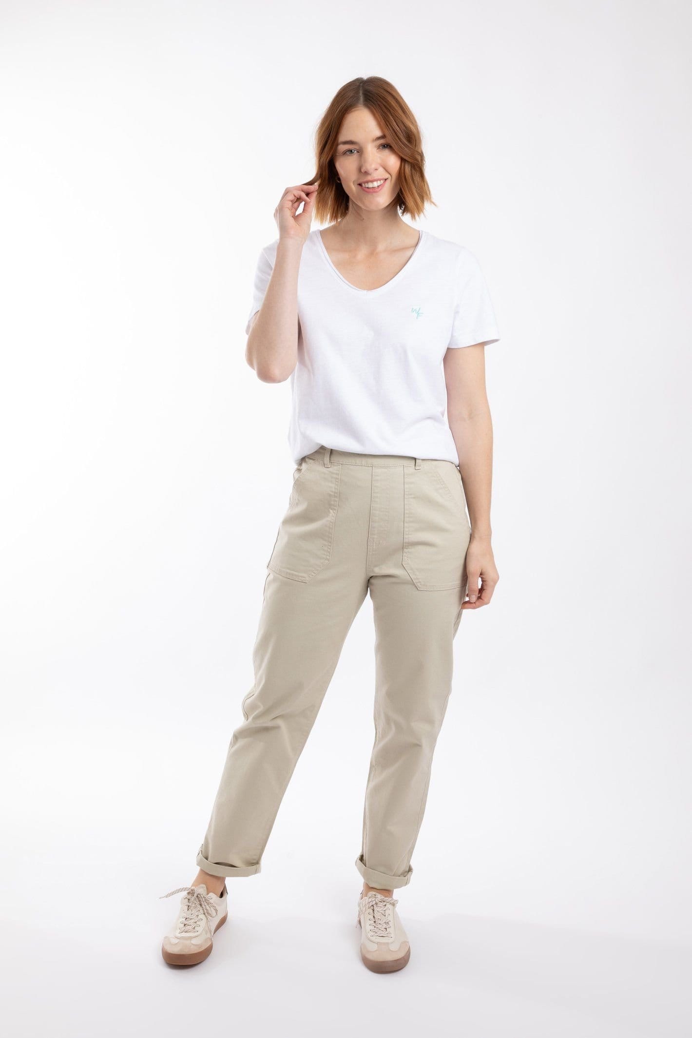 Weird Fish Weird Fish Women's Malorri Chino Trousers in Stone - 4