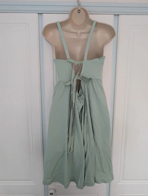 ASOS ASOS Design smock tie back mini sundress in sage size 4