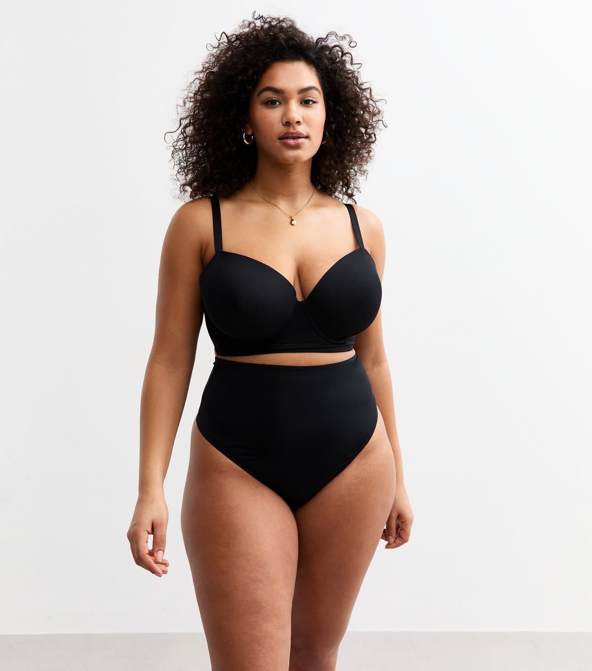 New Look Women's Plus Size Black High Waisted Micro Thong Curves New Look