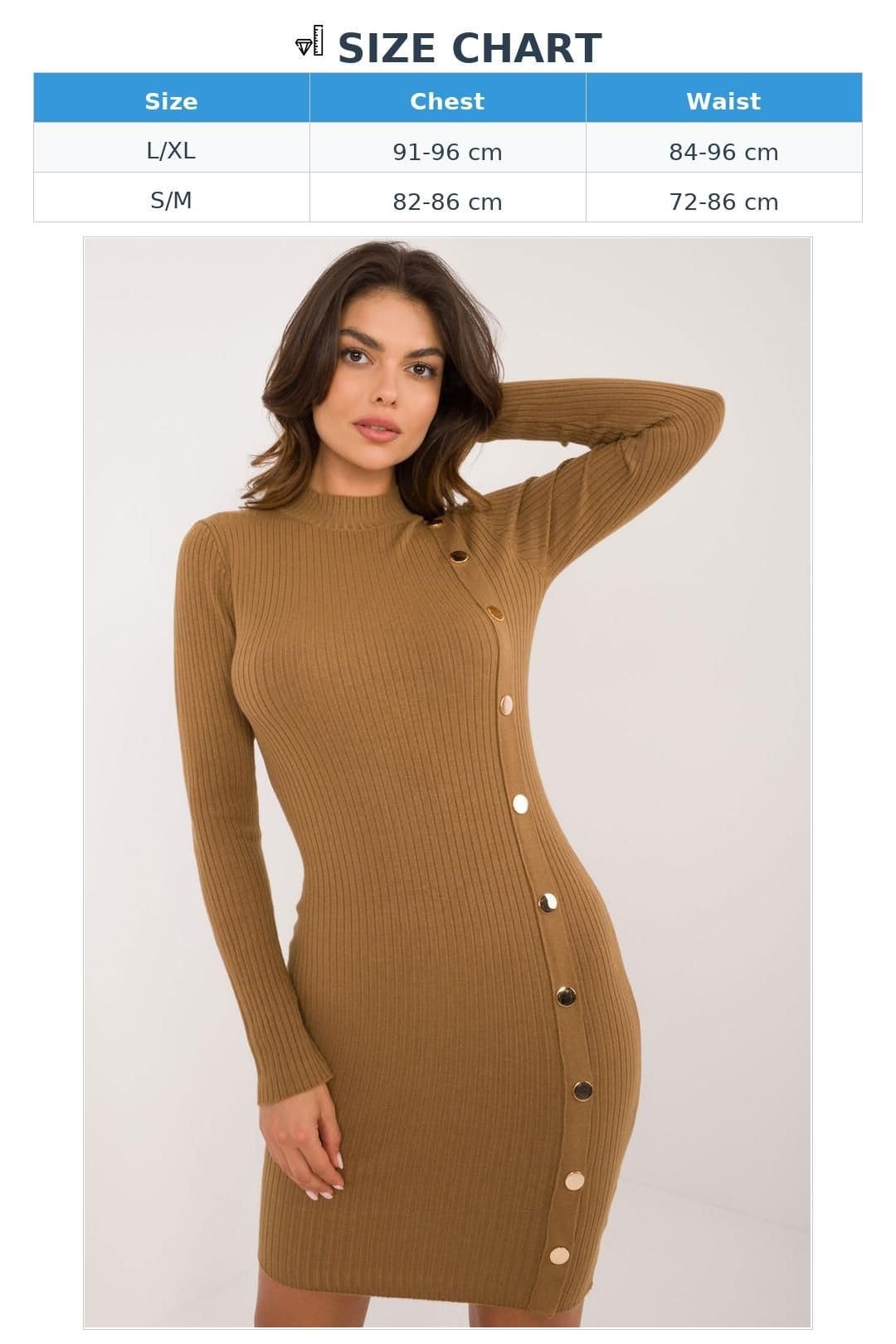 Love Lace Love Lace Women's Ribbed Knit Turtleneck Pencil Dress Style 200185 in Brown - 4