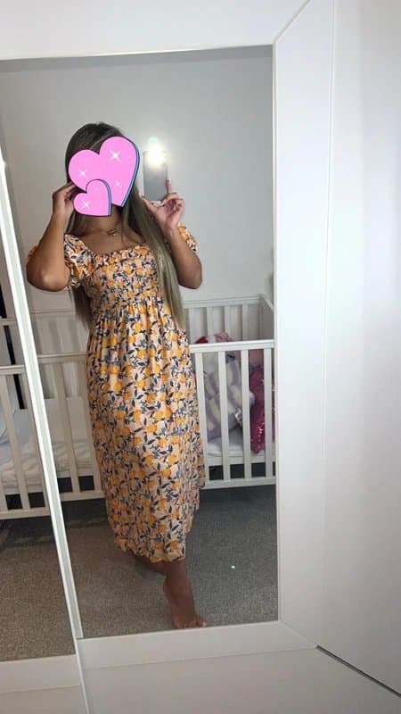 New Look Orange orange print milkmaid midi dress