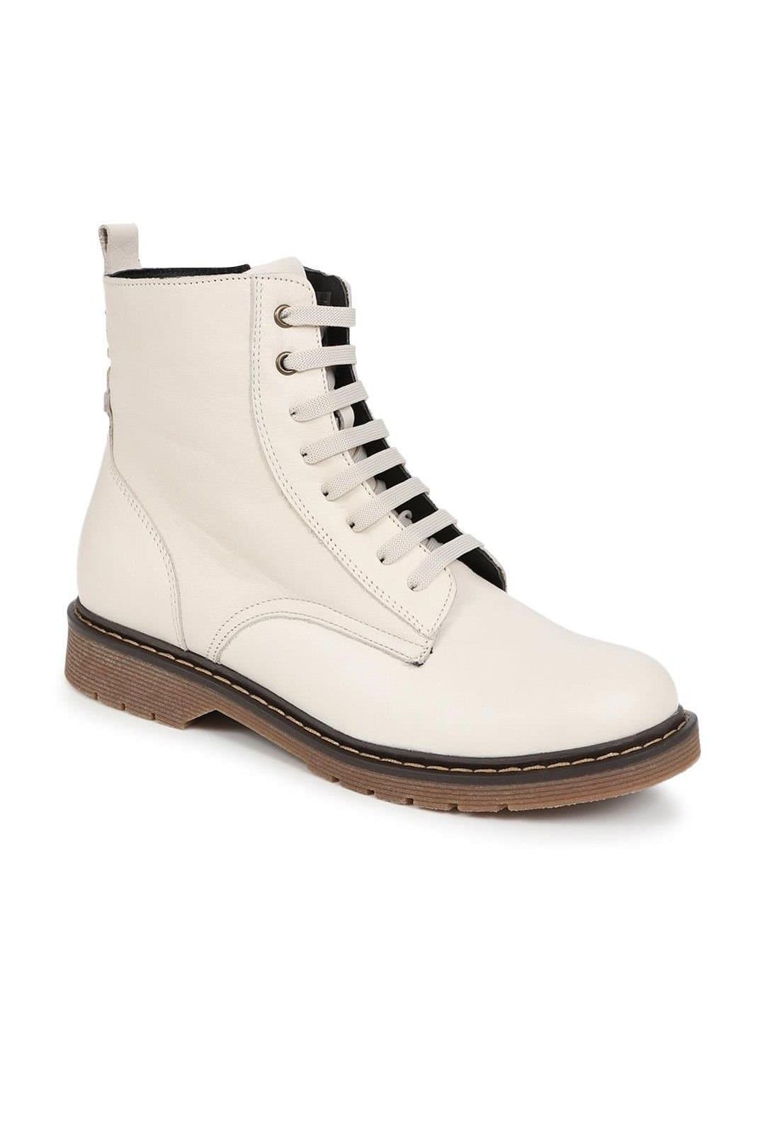 Bellissimo Bellissimo Women's Lace-Up Leather Boots in White