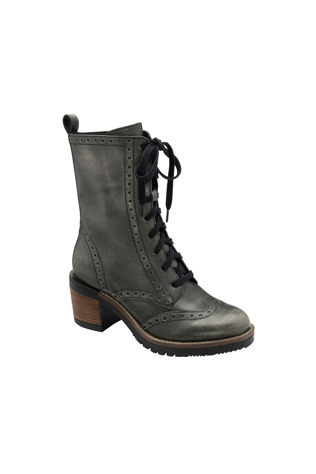 Ravel Ravel Women's 'Yarrow' Dark Grey Leather Lace-Up Boots