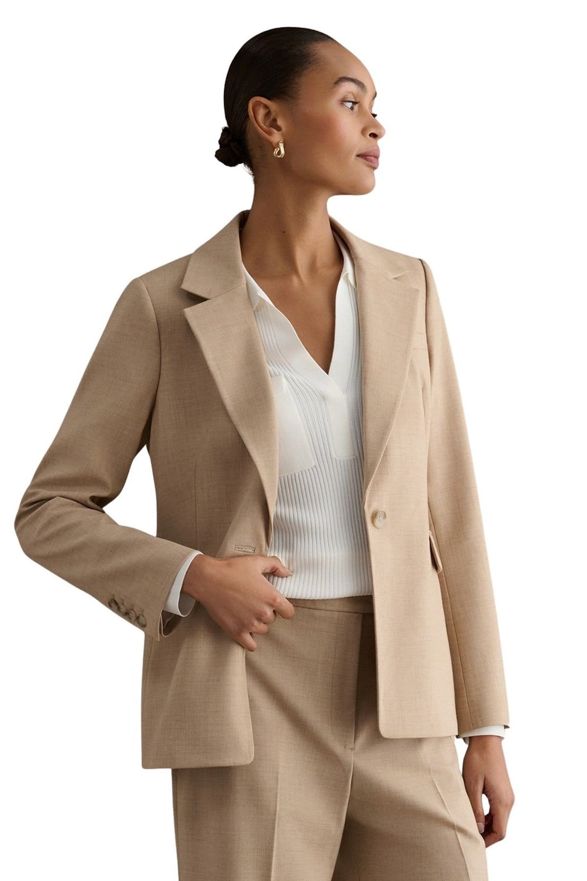 Hobbs London Hobbs London Women's Ashleen Single-Breasted Blazer in Light Beige - 1
