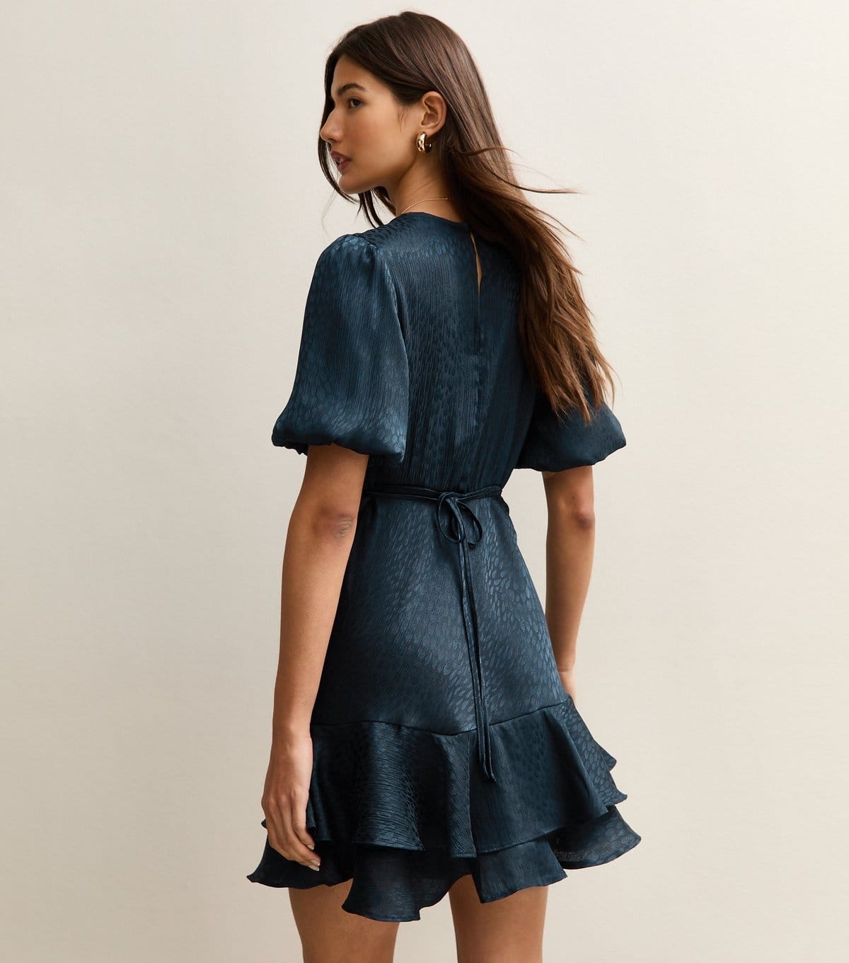 New Look Women's Navy Feather Effect Jacquard Satin Mini Dress New Look - 4