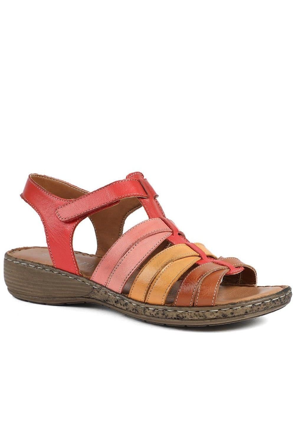 Pavers Pavers Red Premium Leather Adjustable Fasten Sandals