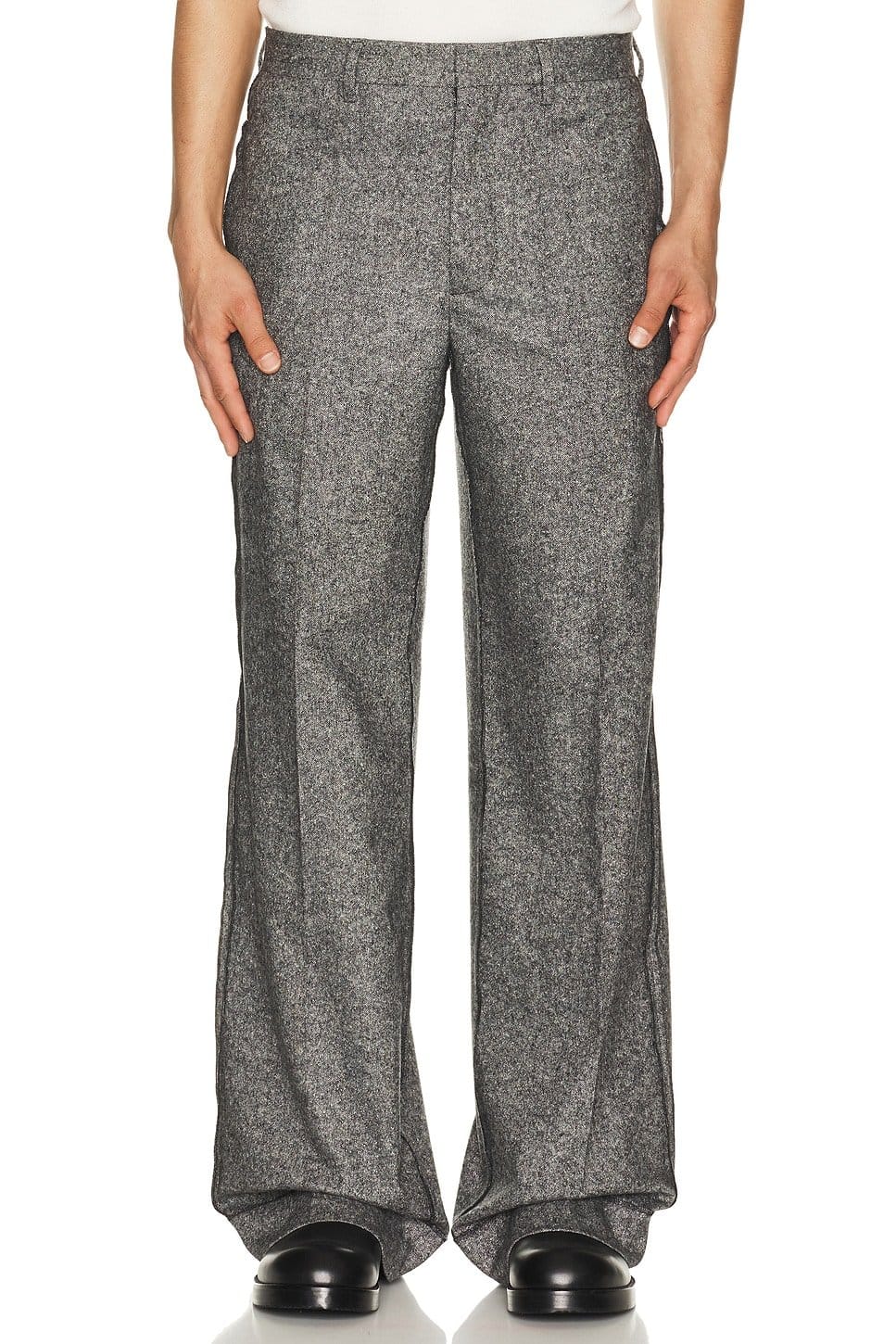 Revolve Grey Melange Wool Trousers by MM6 Maison Margiela