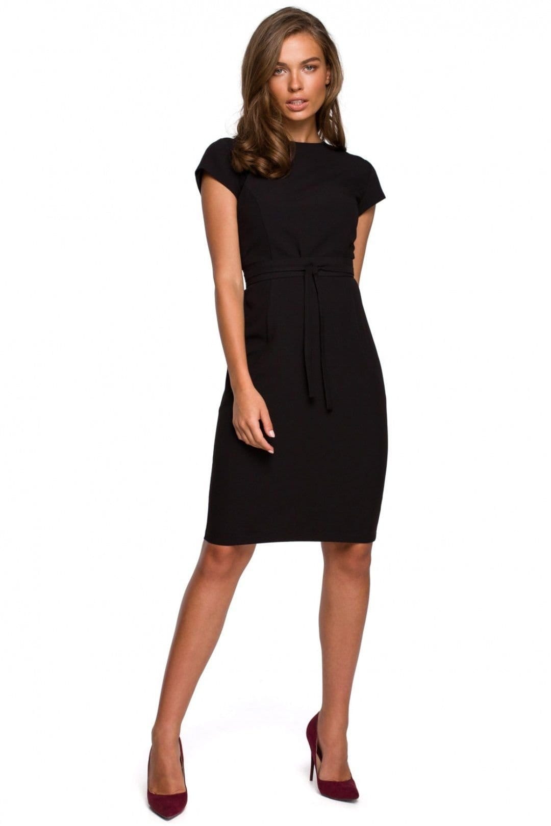 Love Lace Women's Black Bodycon Dress With Double Belt