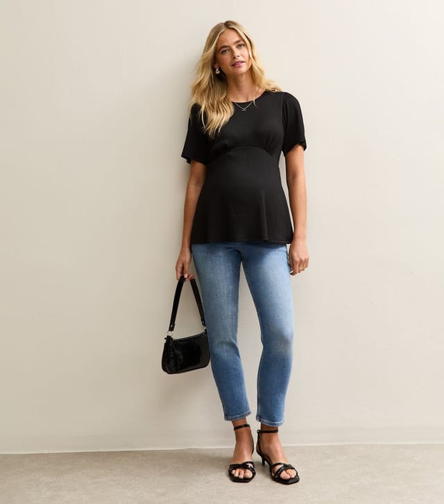 New Look Women's Maternity Black Textured Jersey Half Moon Waist Top New Look - 2