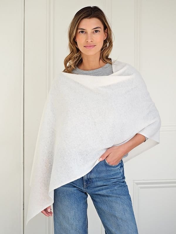 Cove Cove Women's Lucy 4-way Cashmere Poncho in White - 2