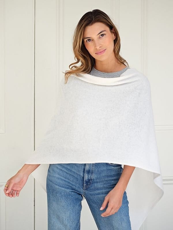 Cove Cove Women's Lucy 4-way Cashmere Poncho in White - 3