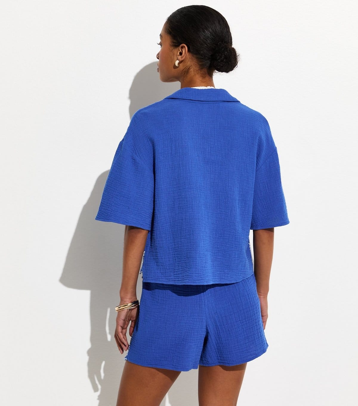 New Look Women's Blue Embroidered Beach Shirt New Look - 4