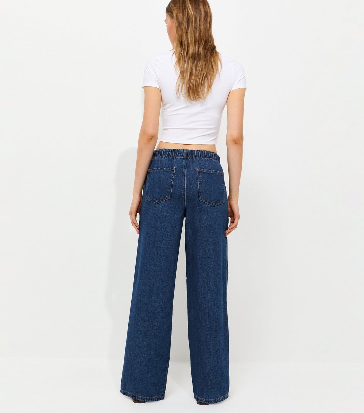 New Look Women's Blue Denim Wide Leg Drawstring Waist Jeans New Look - 4