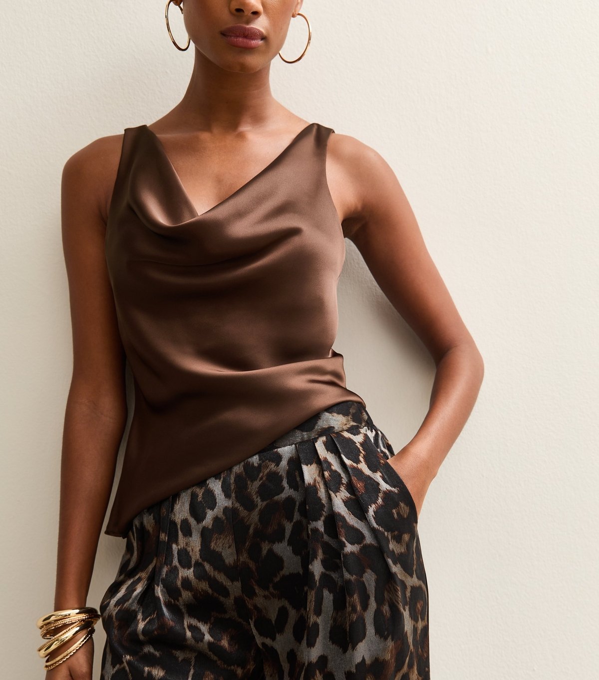 New Look Women's Silver Animal Print Wide Leg Trousers New Look - 2