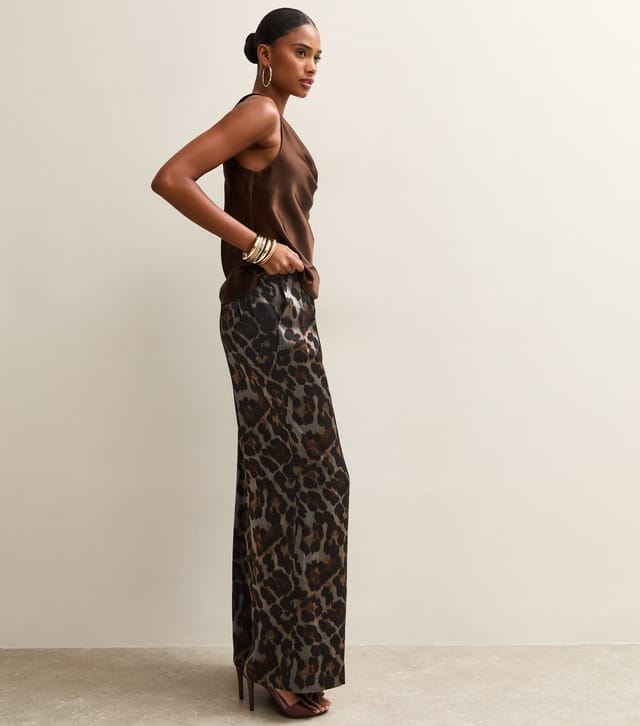 New Look Women's Silver Animal Print Wide Leg Trousers New Look - 3