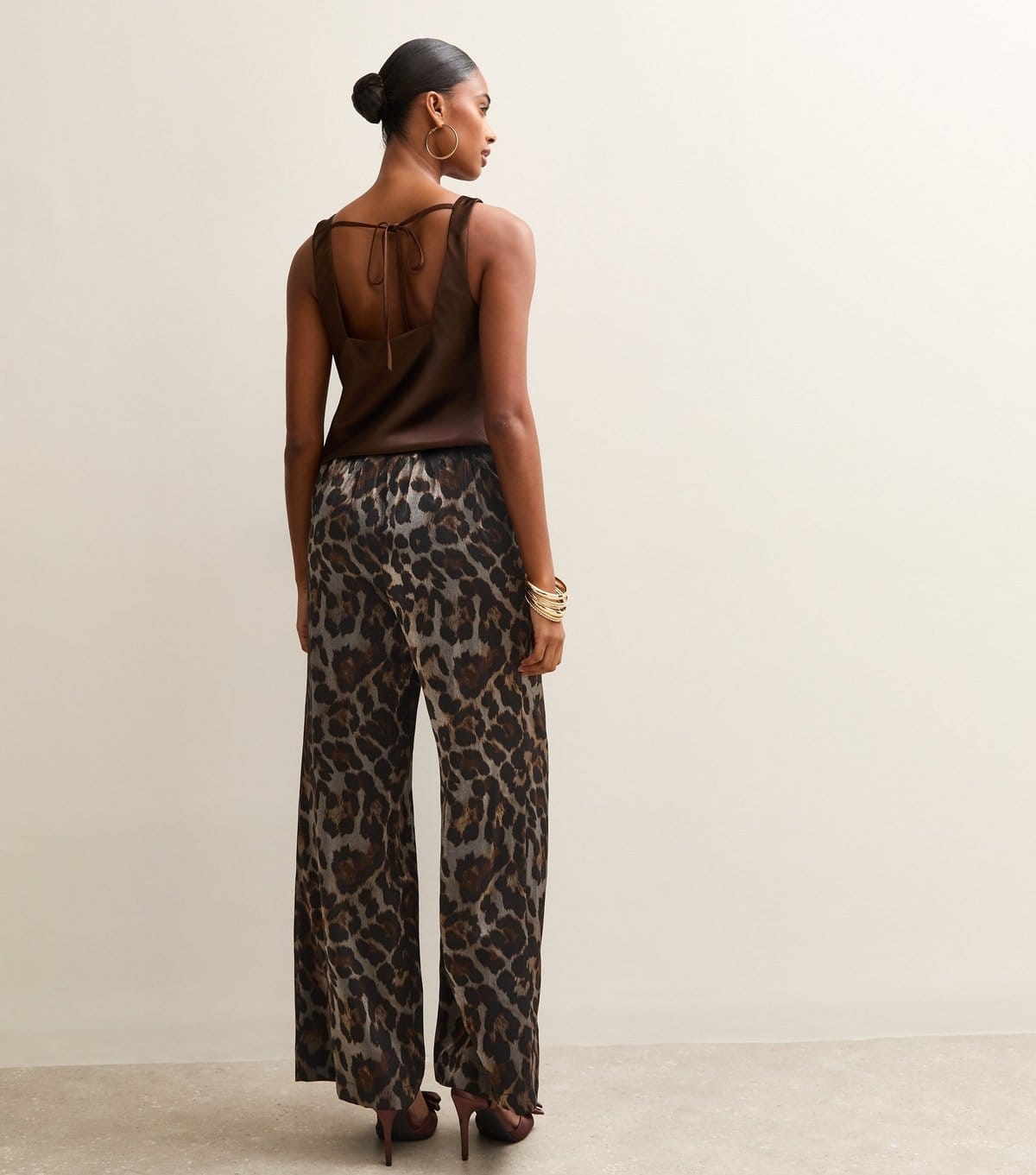 New Look Women's Silver Animal Print Wide Leg Trousers New Look - 4