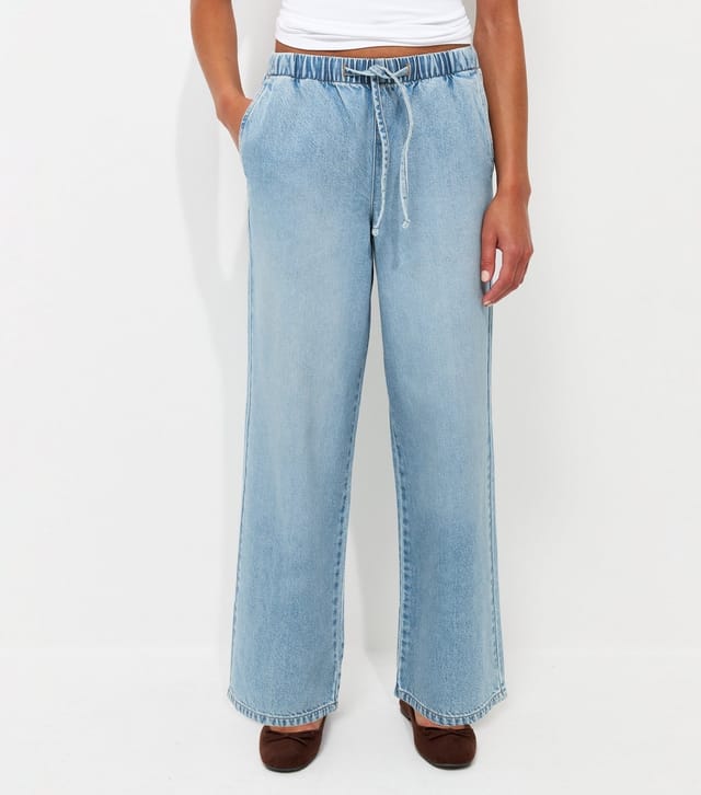 New Look Women's Petite Light Blue Pull On Wide Leg Jeans New Look - 3