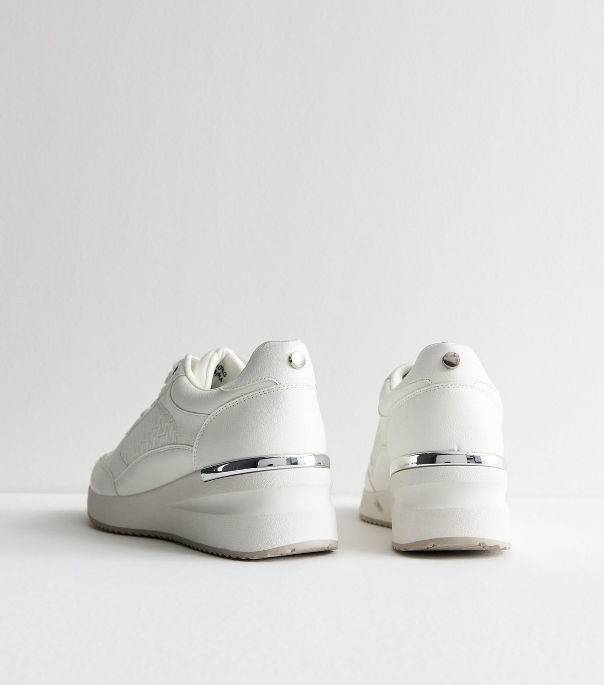 New Look Women's White Logo Sports Wedge Trainers Vegan New Look - 3