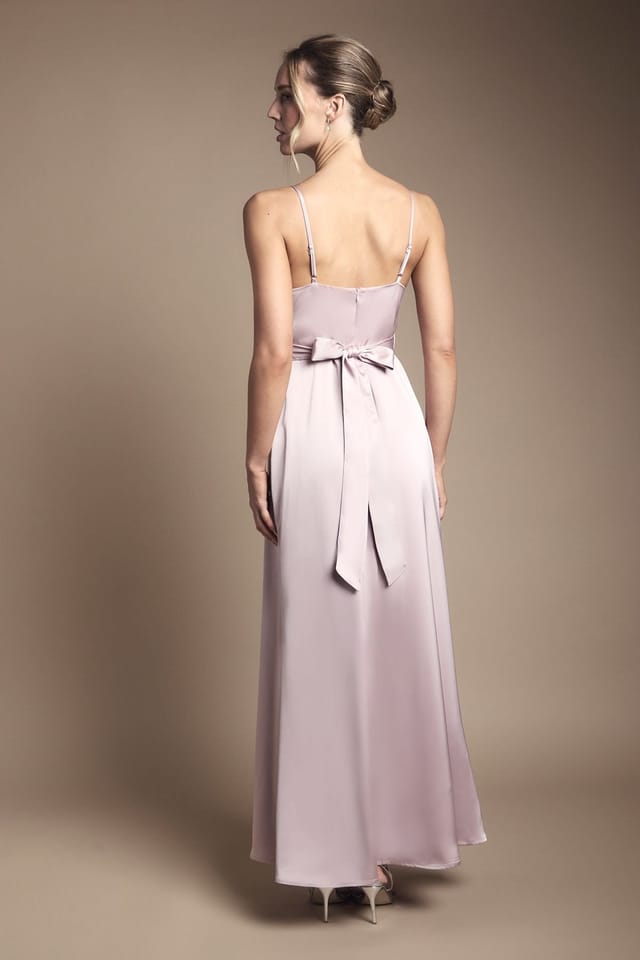 Coast Coast Women's Wrap Waist Satin Cami Bridesmaid Dress in Dusty Rose - 3