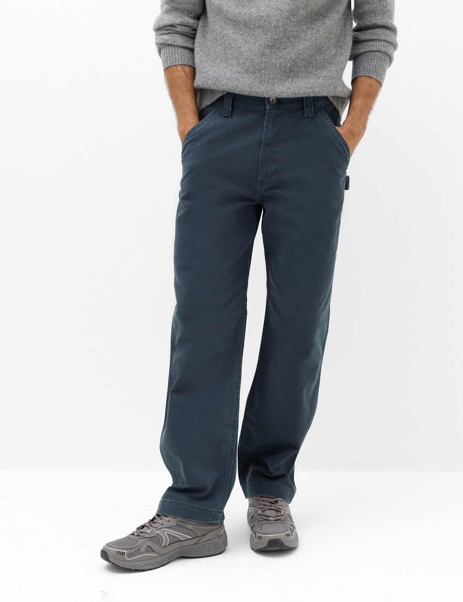 Marks & Spencer M&S Loose Fit Pure Cotton Utility Trousers Navy