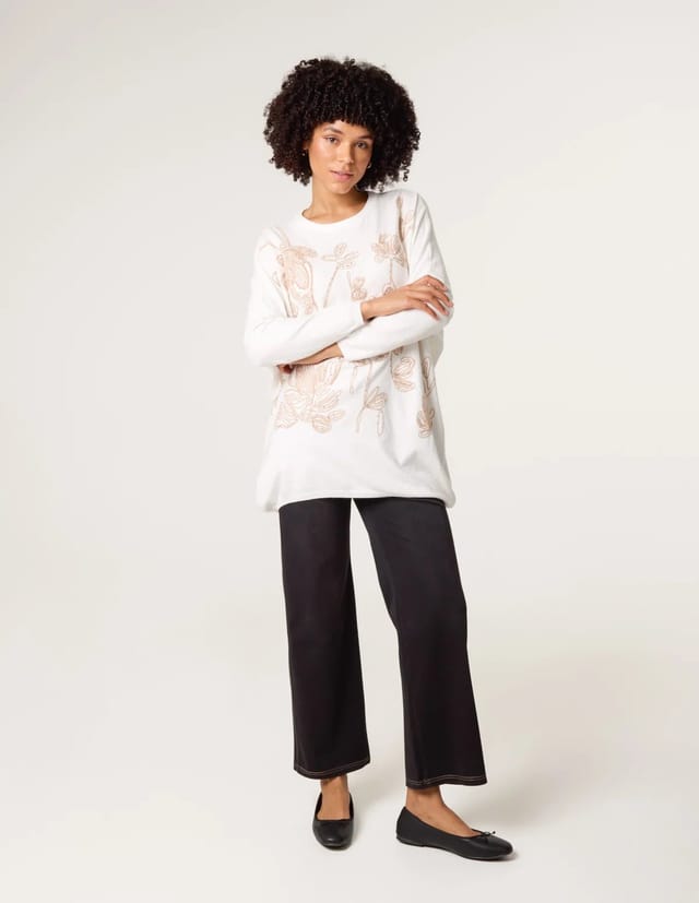 Blue Vanilla Embroidered Round Neck Jumper - 2