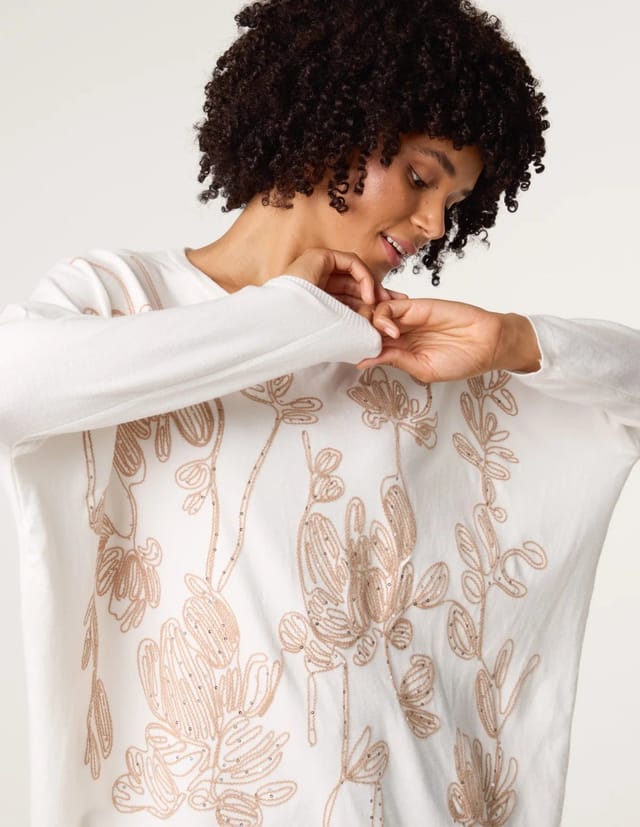 Blue Vanilla Embroidered Round Neck Jumper - 3