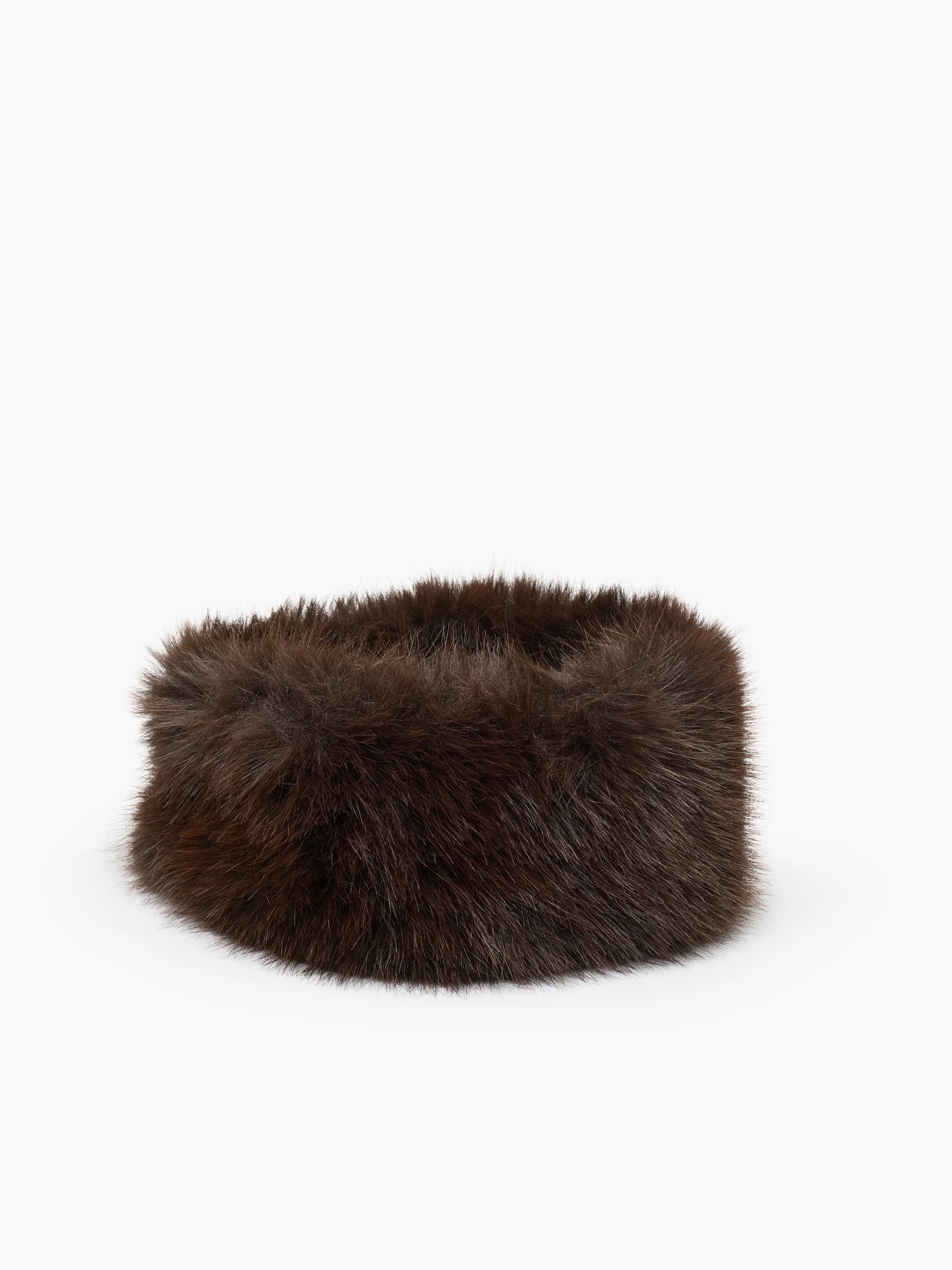 French Connection Brown Faux Fur Headband Dark Brown