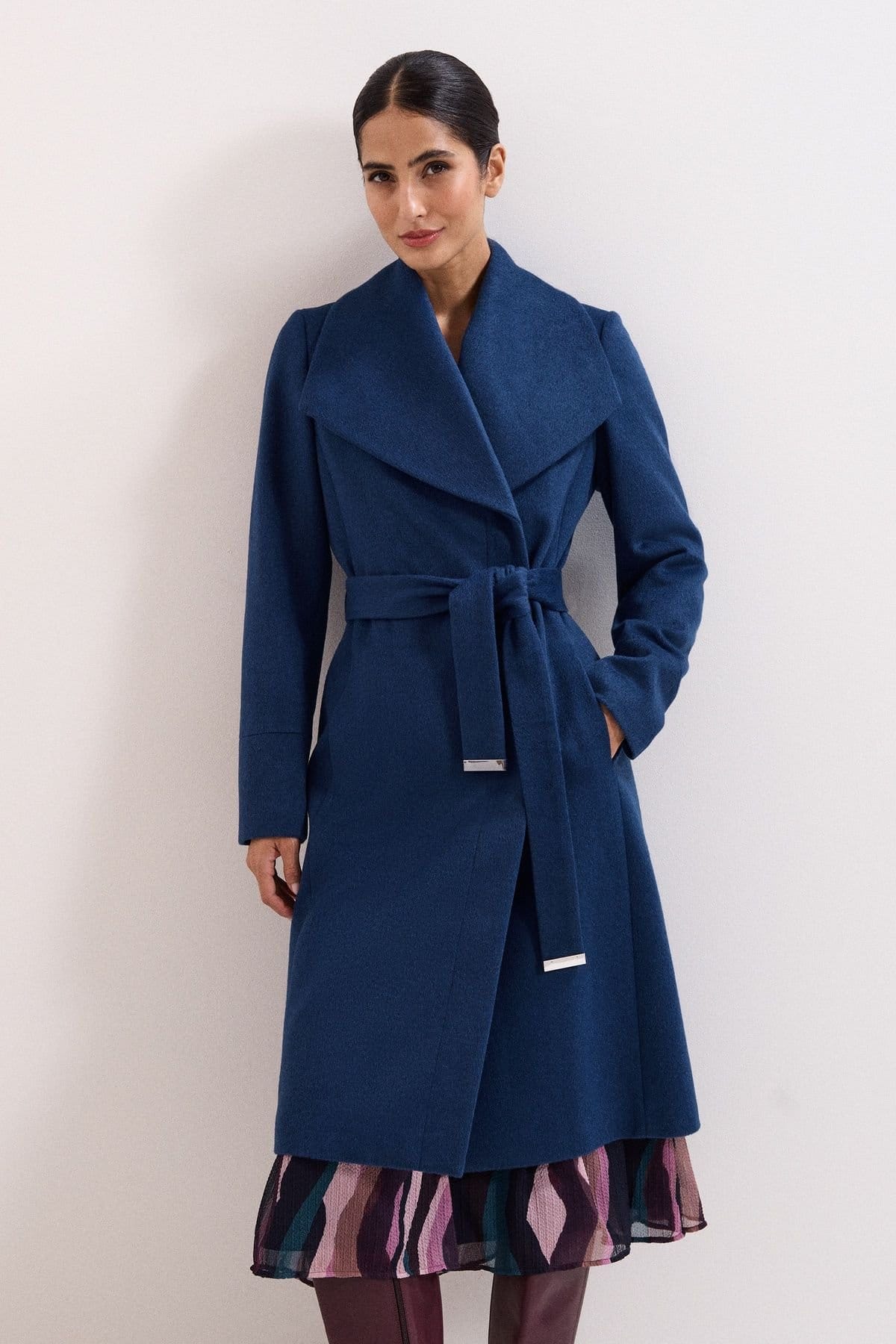 Phase Eight Dark Navy Wool Belted Coat