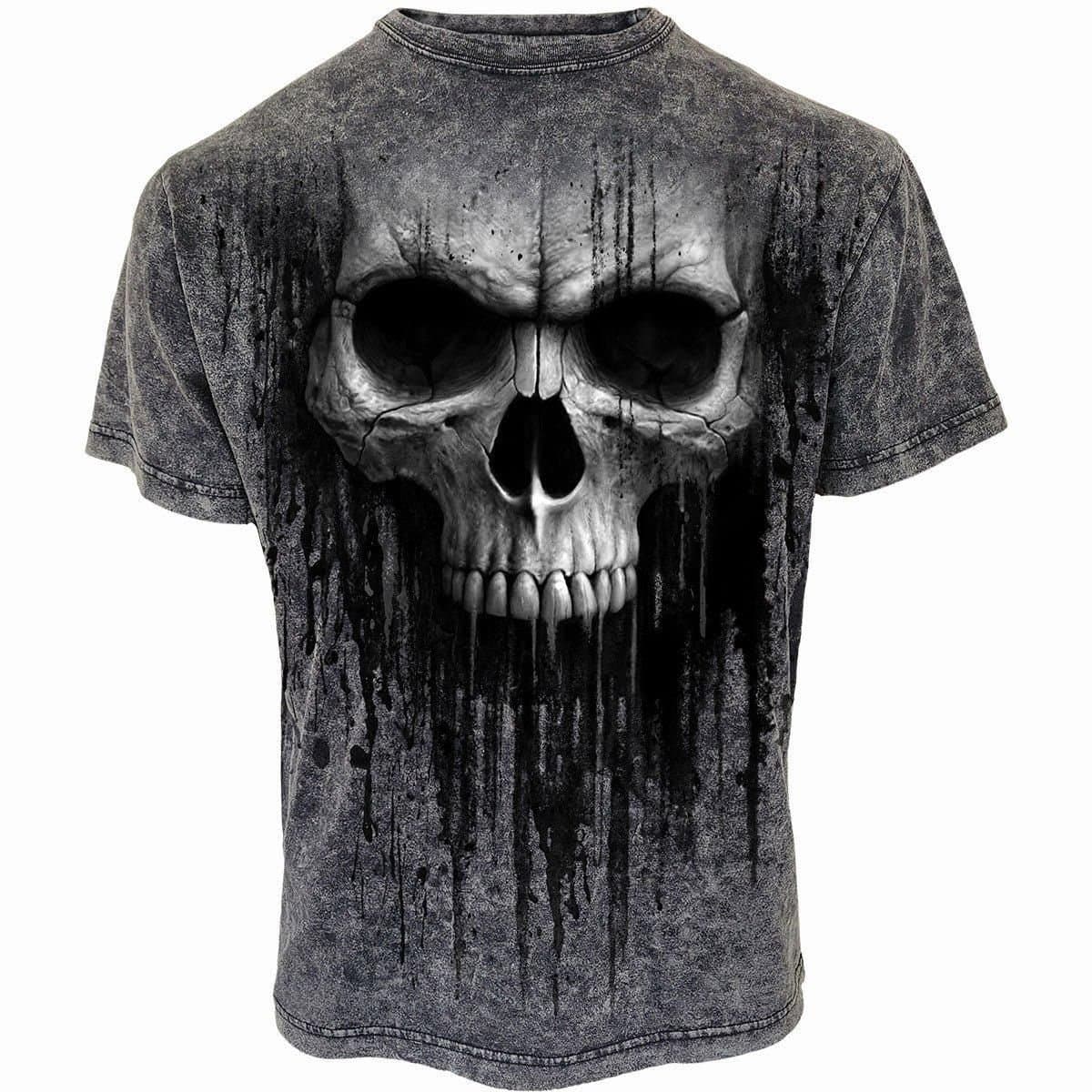 Spiral Spiral Men's ACID SKULL - Acid Wash T-Shirt in Black