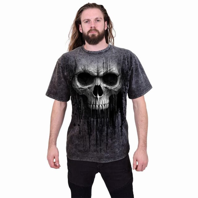 Spiral Spiral Men's ACID SKULL - Acid Wash T-Shirt in Black - 2