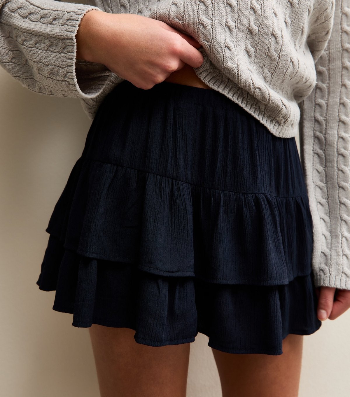 New Look Girls' Navy Crinkle Texture Rara Skort New Look - 3