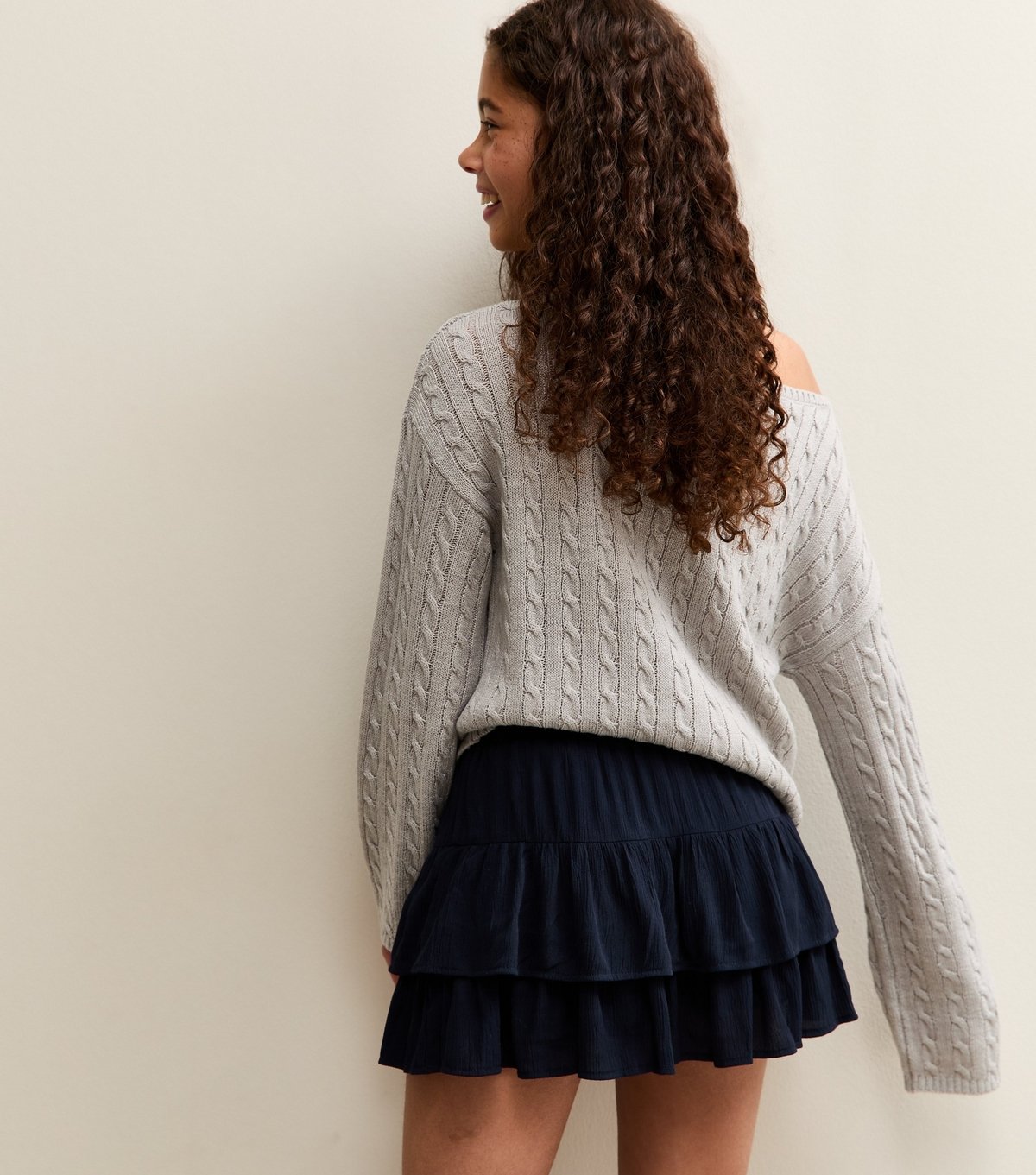 New Look Girls' Navy Crinkle Texture Rara Skort New Look - 4