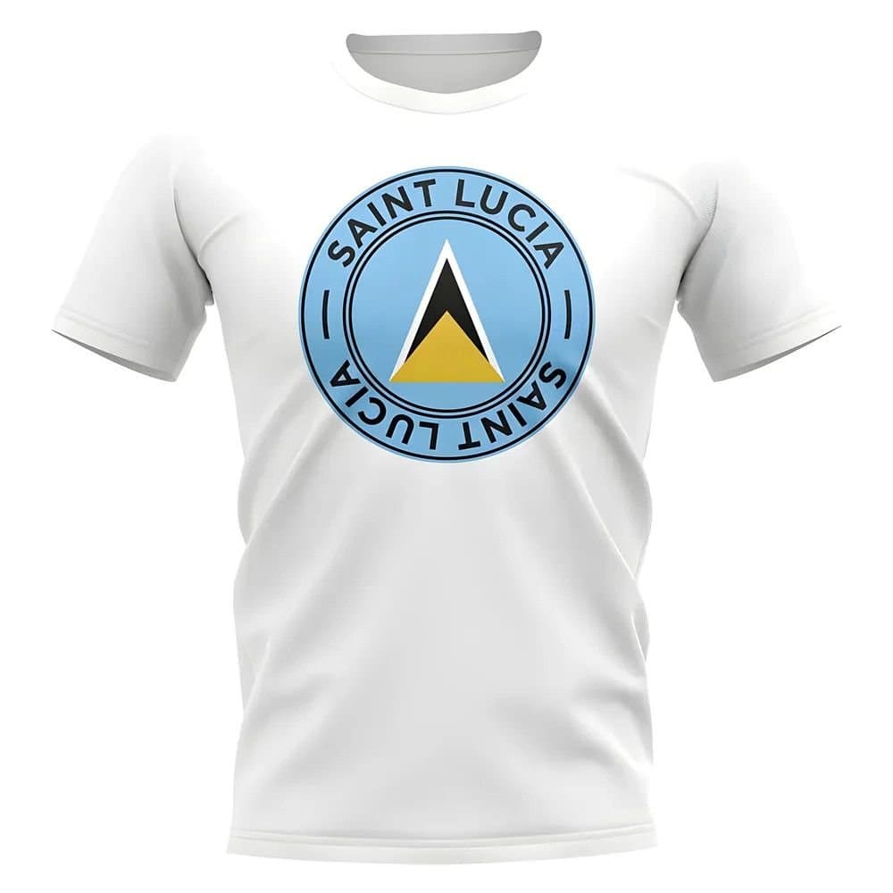 St Lucia St Lucia Men's Mens Saint Lucia Football Badge T-Shirt in White