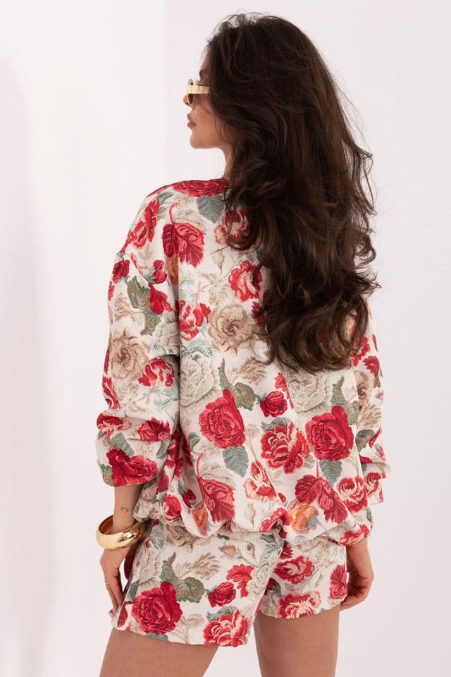 Love Lace Love Lace Women's Floral Print Spring Summer Bomber Jacket in White - 3