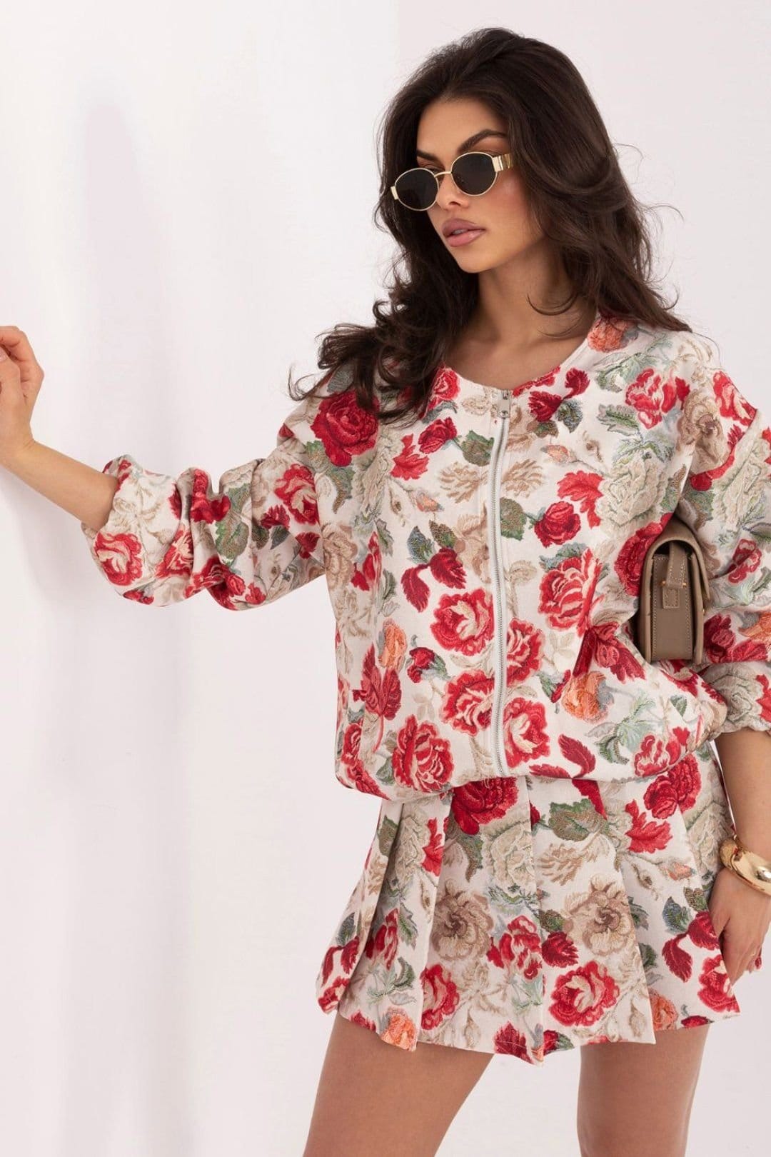 Love Lace Love Lace Women's Floral Print Spring Summer Bomber Jacket in White - 4