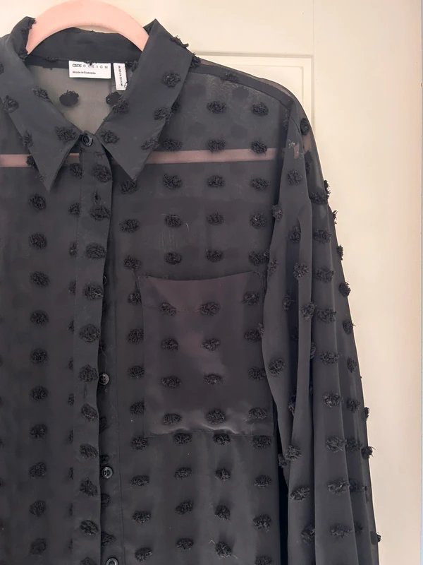 ASOS ASOS Sheer Oversized Black Embroidered Shirt - 1