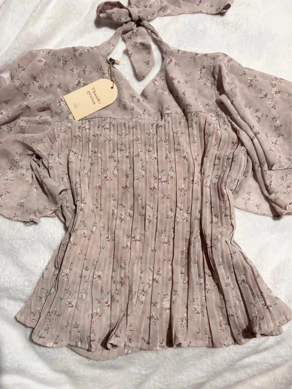 Vintage Dressing Mauve purple floral fairy blouse with floaty sleeves 8 10 whimsigoth