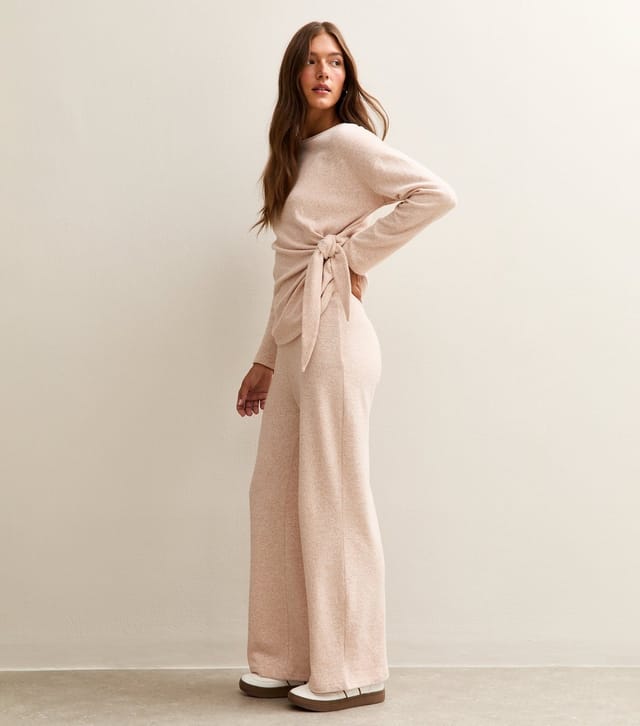 New Look Women's Light Pink Soft Touch Wide Leg Trousers New Look - 3