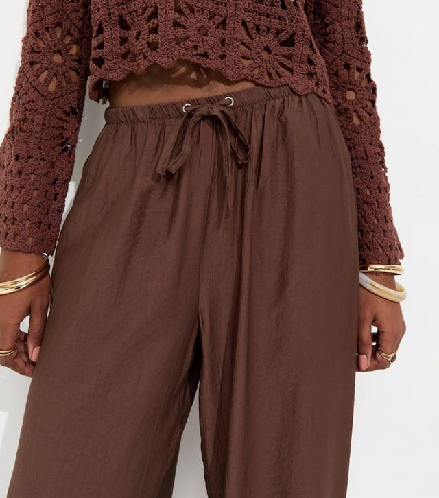 New Look Women's Mink Wide Drawstring Waist Cuffed Trousers New Look - 3