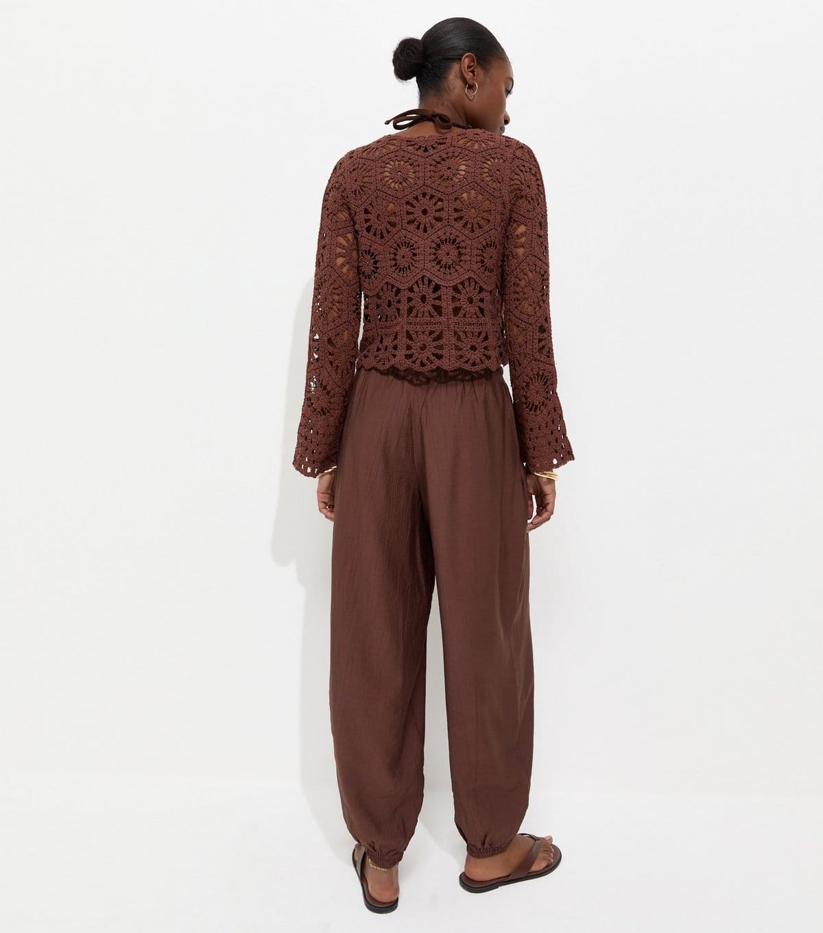 New Look Women's Mink Wide Drawstring Waist Cuffed Trousers New Look - 4